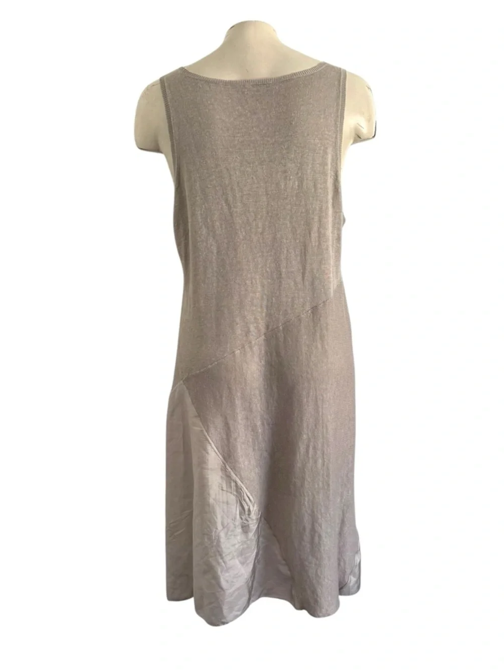 EILEEN FISHER SLEEVELESS FLOWY LINEN SILK LAGENLOOK SHIFT DRESS SZ L - Picture 3 of 7